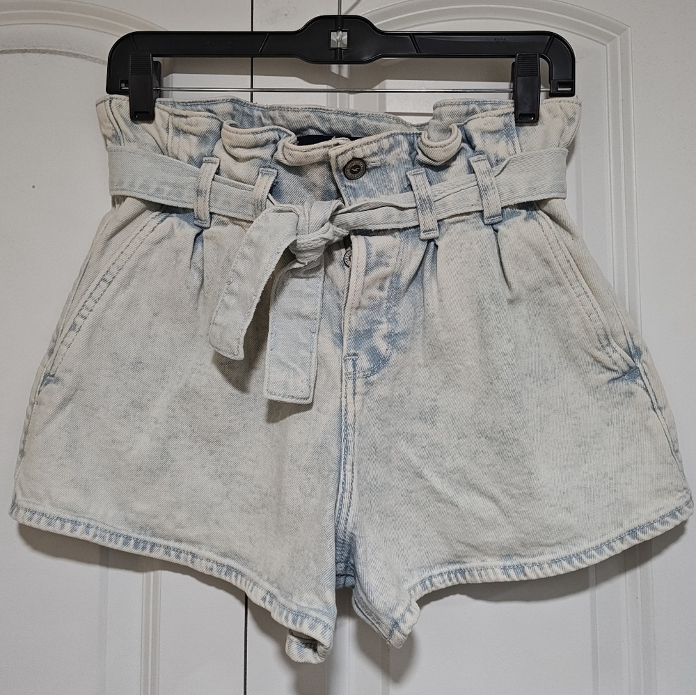 Hollister Paper Bag Waist Denim Shorts